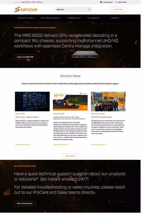 Sencore Homepage 1440px