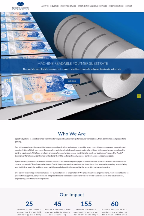 Spectra-Systems-Corporation Homepage 1440px