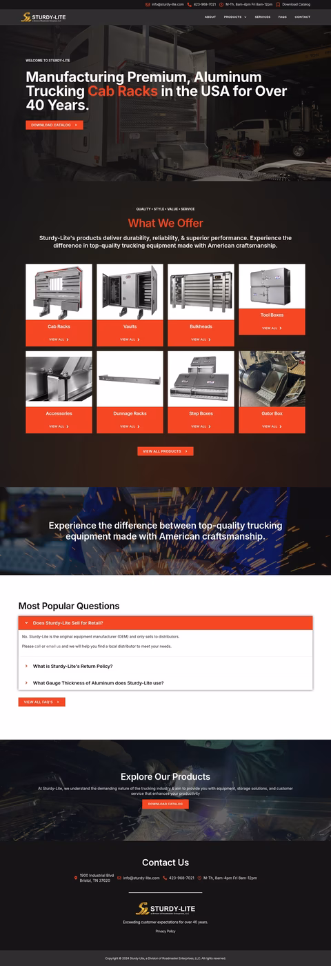 Sturdy-Lite Homepage 1440px