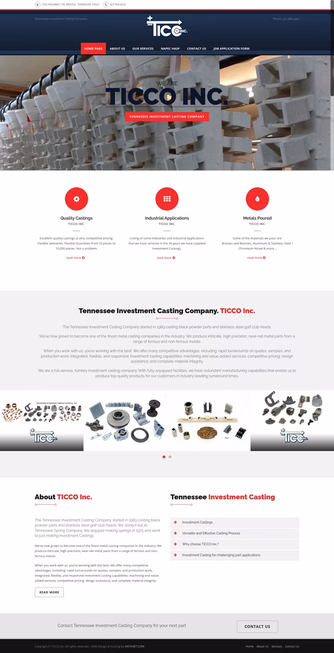 Tennessee-Investment-Casting-Company Homepage 1440px