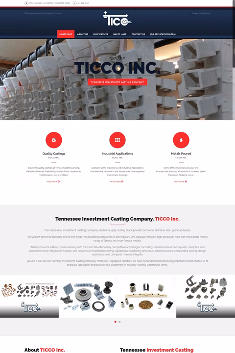 Tennessee-Investment-Casting-Company Homepage 1440px