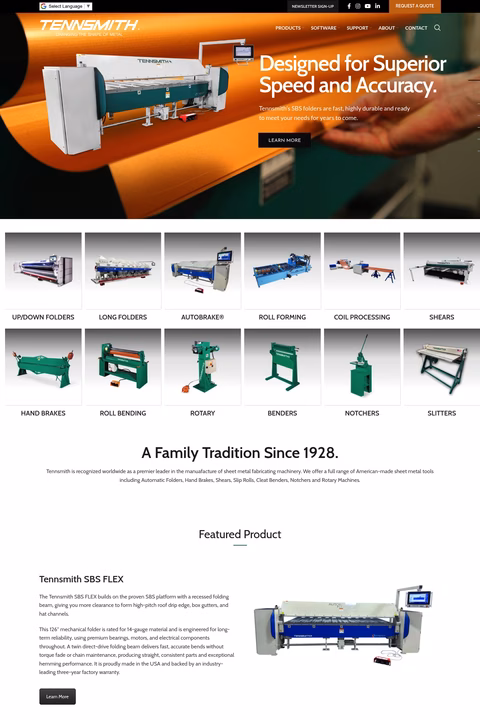Tennsmith Homepage 1440px