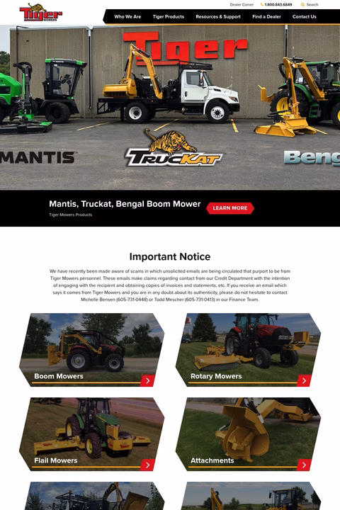 Tiger-Mowers Homepage 1440px