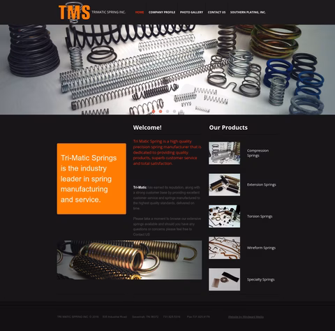 Tri-Matic-Spring-Company Homepage 1440px