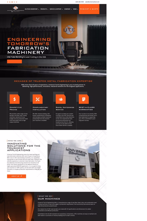 Universal-Tool-Engineering Homepage 1440px