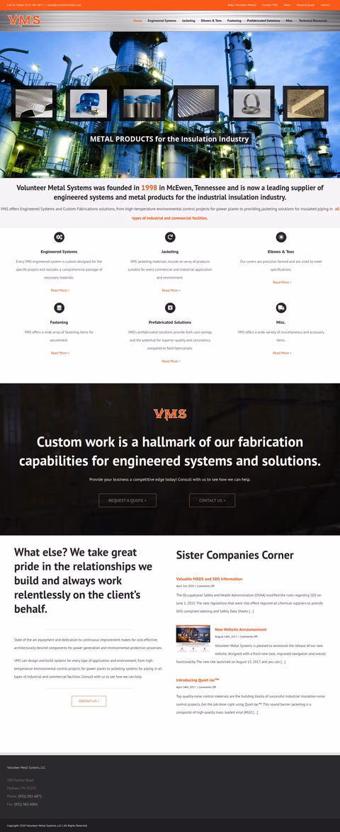 Volunteer-Metal-Systems Homepage 1440px