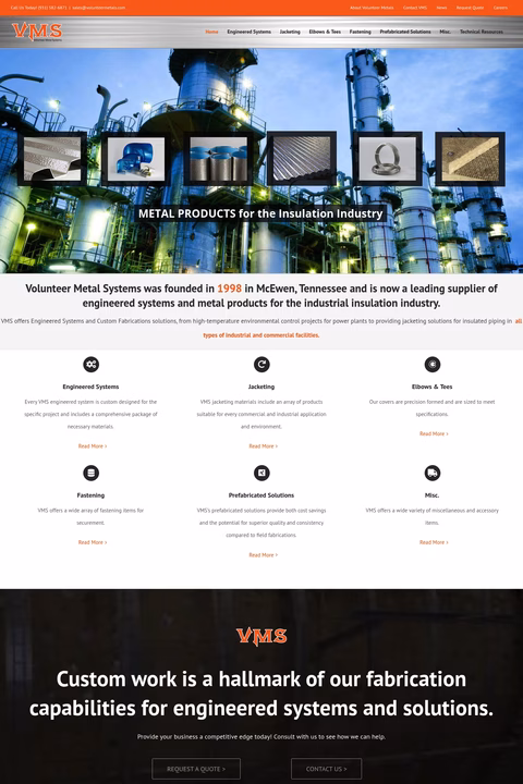 Volunteer-Metal-Systems Homepage 1440px