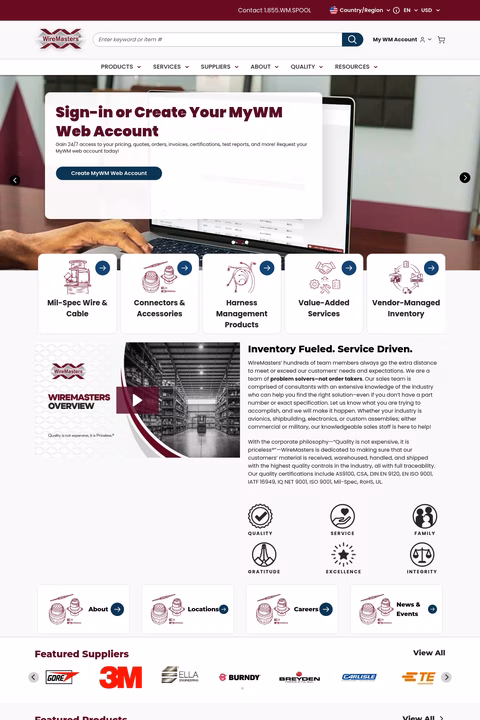 Wiremasters Homepage 1440px