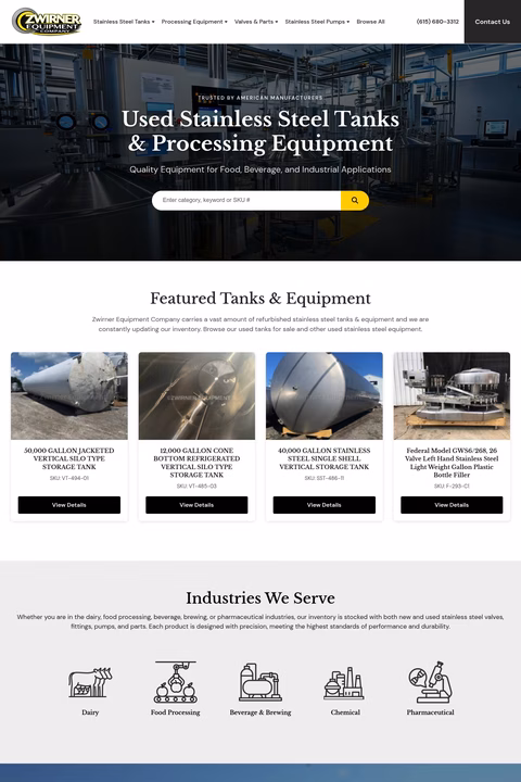 Zwirner-Equipment-Company Homepage 1440px