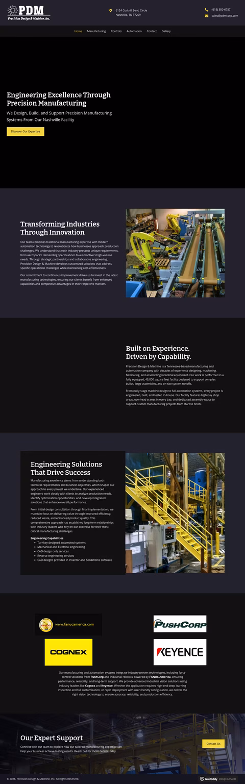 Precision-Design-Machine Homepage 1440px