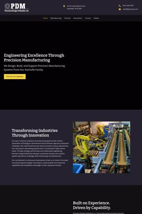 Precision-Design-Machine Homepage 1440px