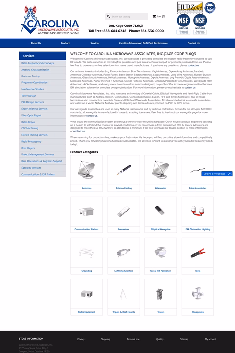Carolina-Microwave-Associates Homepage 1440px