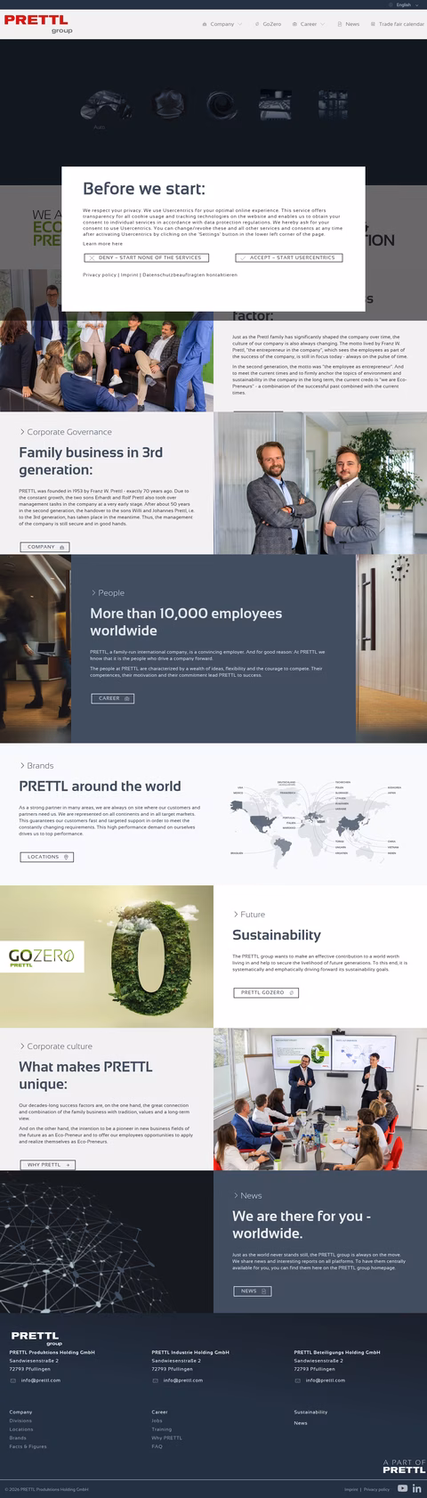 Prettl-Group Homepage 1440px