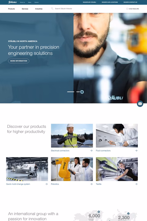 Stäubli Homepage 1440px
