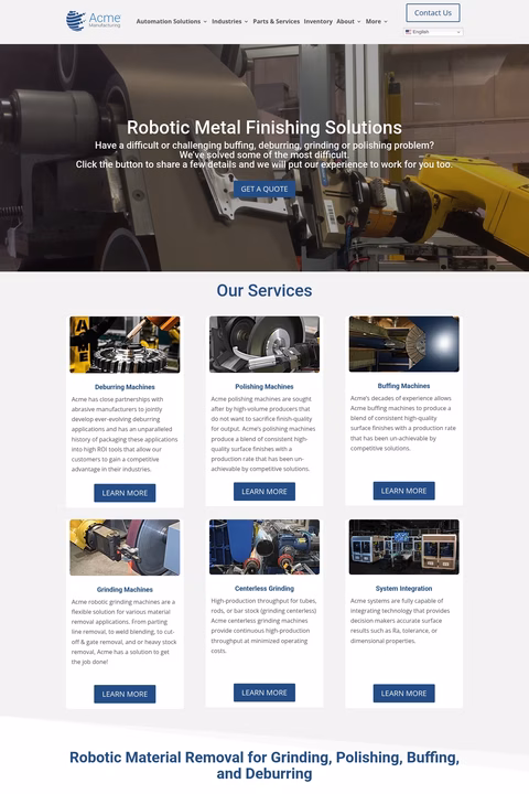 Acme-Manufacturing Homepage 1440px