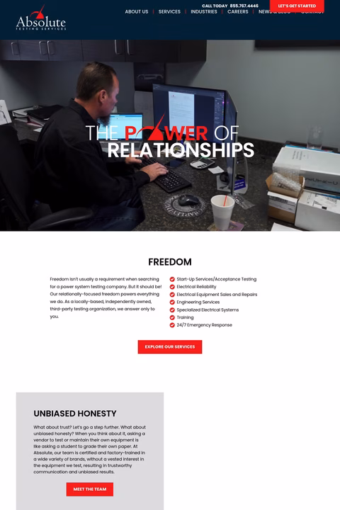 Absolute-Testing-Services Homepage 1440px