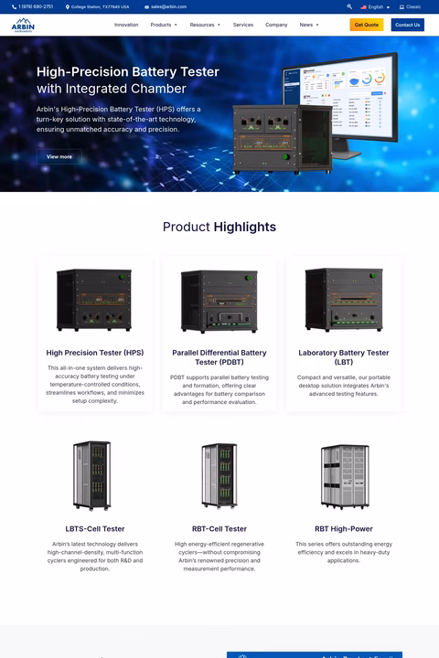 Arbin-Instruments Homepage 1440px