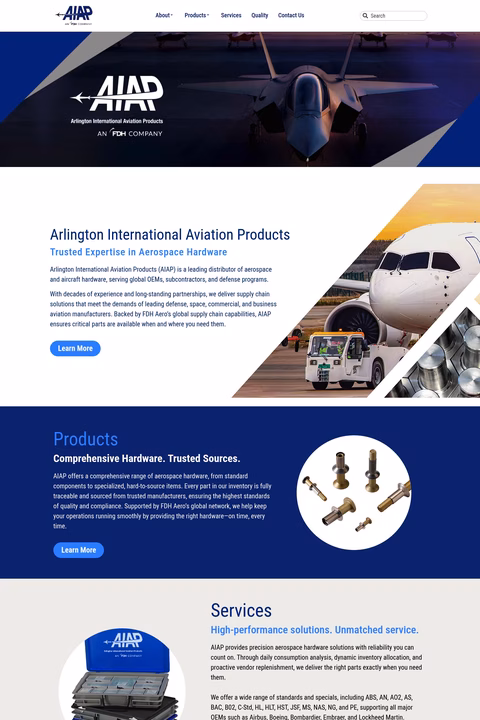 Arlington-International-Aviation-Products Homepage 1440px