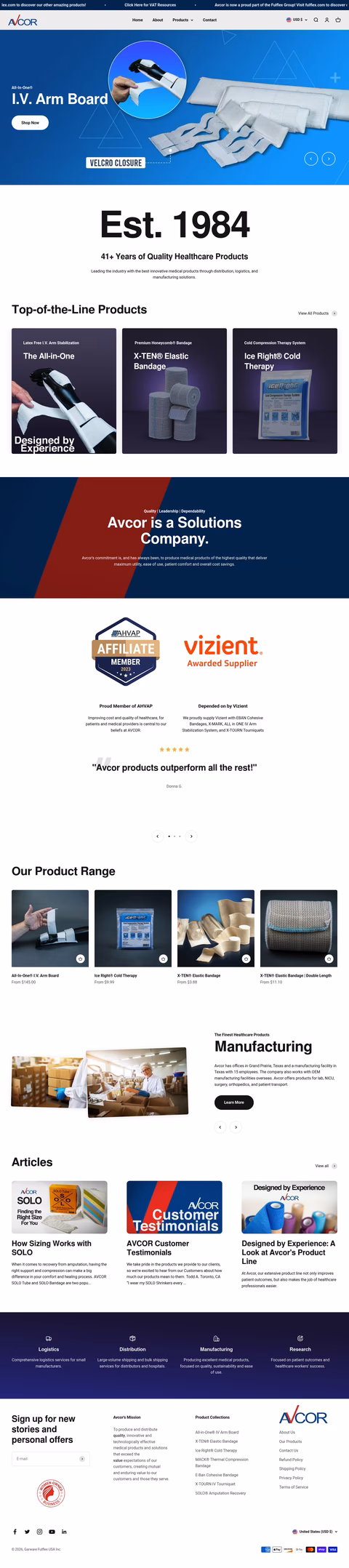Avcor-Health-Care-Products Homepage 1440px