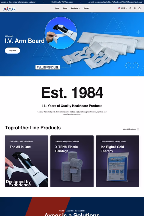 Avcor-Health-Care-Products Homepage 1440px