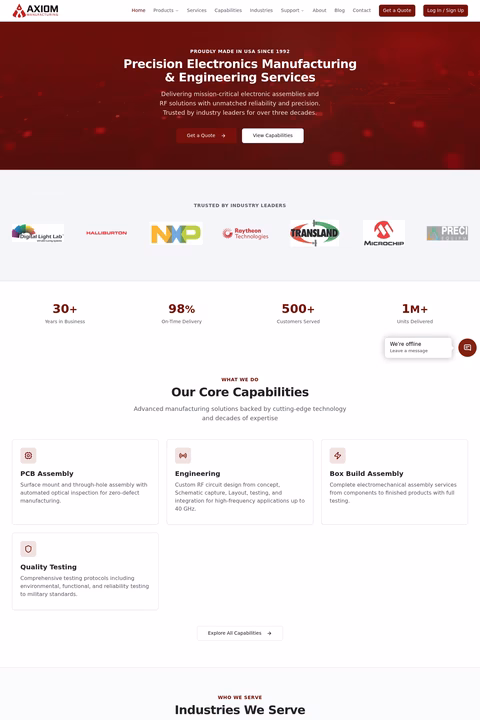 Axiom-Manufacturing Homepage 1440px
