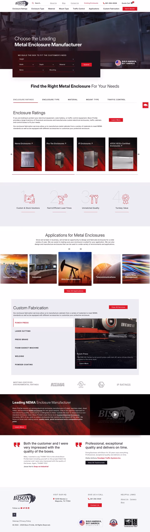 Bison-Profab Homepage 1440px