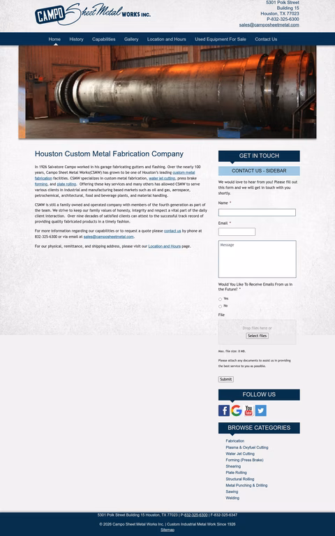 Campo-Sheet-Metal-Works Homepage 1440px