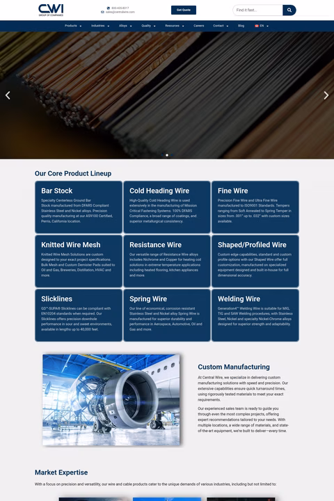 Central-Wire-Industries Homepage 1440px