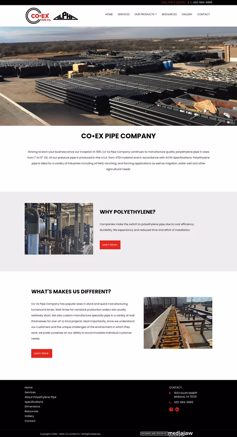 Co-Ex-Pipe-Company Homepage 1440px