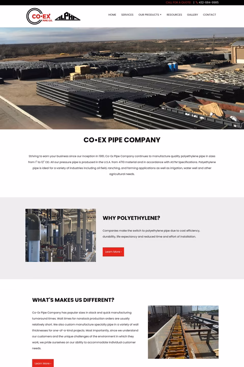 Co-Ex-Pipe-Company Homepage 1440px