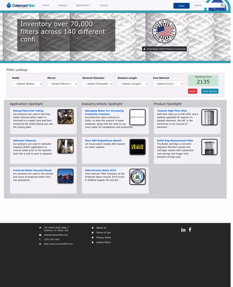 Coleman-Filter-Company Homepage 1440px
