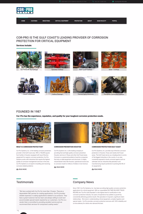 Cor-Pro-Systems Homepage 1440px