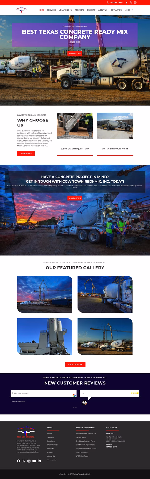 Cow-Town-Redi-Mix Homepage 1440px
