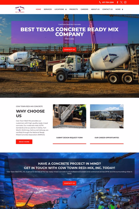 Cow-Town-Redi-Mix Homepage 1440px