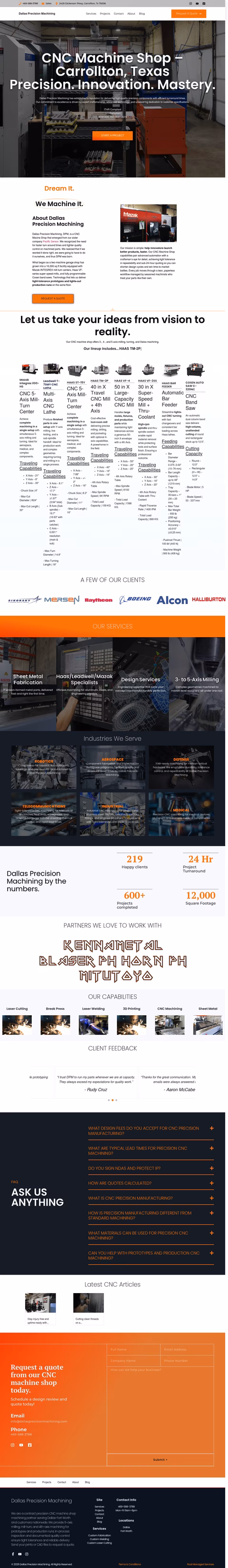 Dallas-Precision-Machining Homepage 1440px