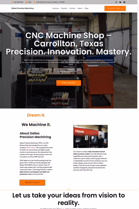 Dallas-Precision-Machining Homepage 1440px
