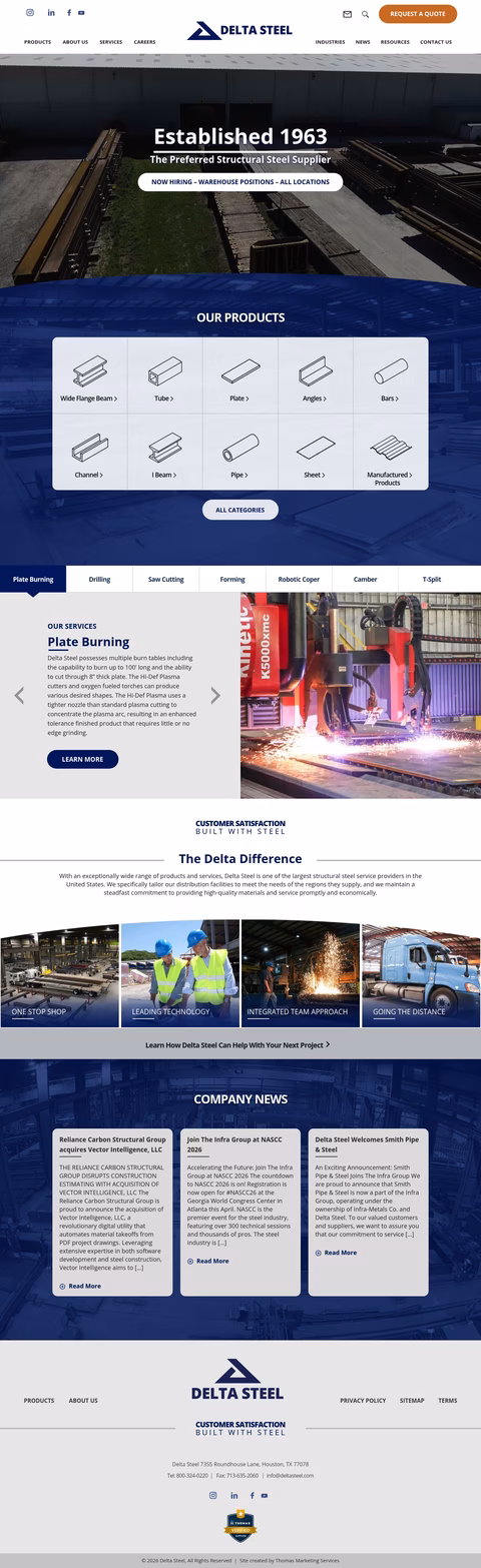 Delta-Steel Homepage 1440px