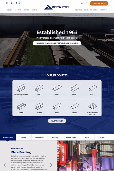 Delta-Steel Homepage 1440px