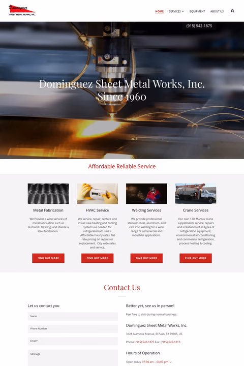 Dominguez-Sheet-Metal-Works Homepage 1440px