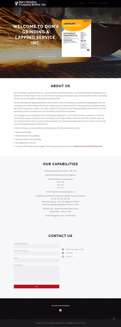 Dons-Grinding-Lapping-Service Homepage 1440px