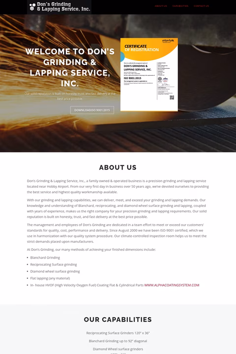 Dons-Grinding-Lapping-Service Homepage 1440px