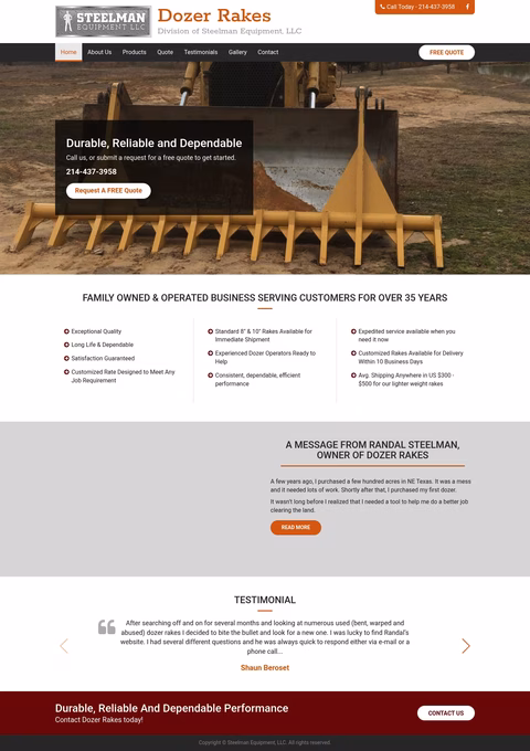 Dozer-Rakes-From-Steelman-Equipment Homepage 1440px