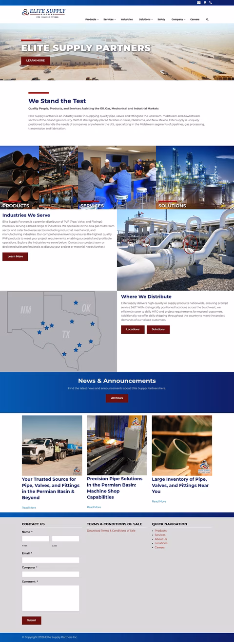 Elite-Supply-Partners Homepage 1440px