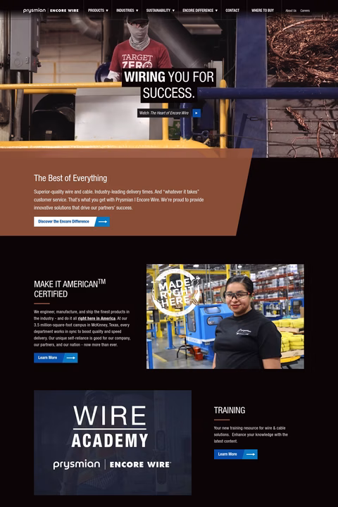 Encore-Wire Homepage 1440px