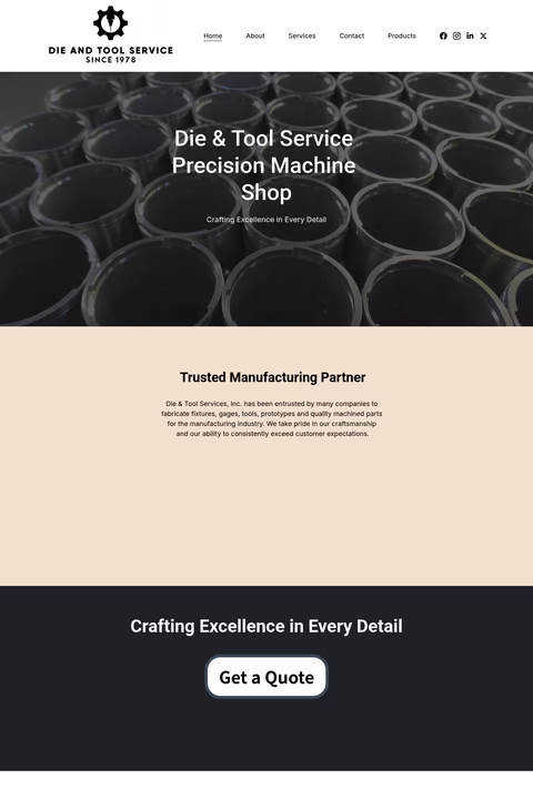 Die-Tool-Service Homepage 1440px