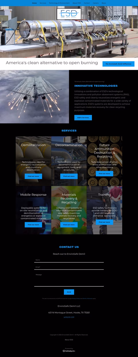 Envirosafe-Demil Homepage 1440px