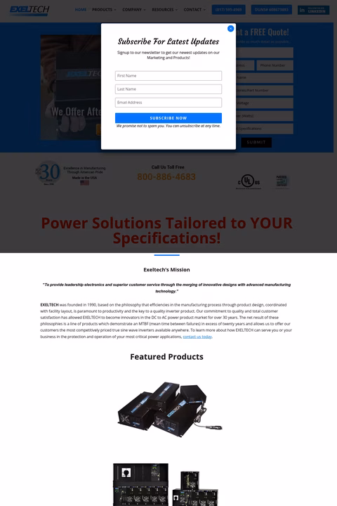 Exeltech Homepage 1440px