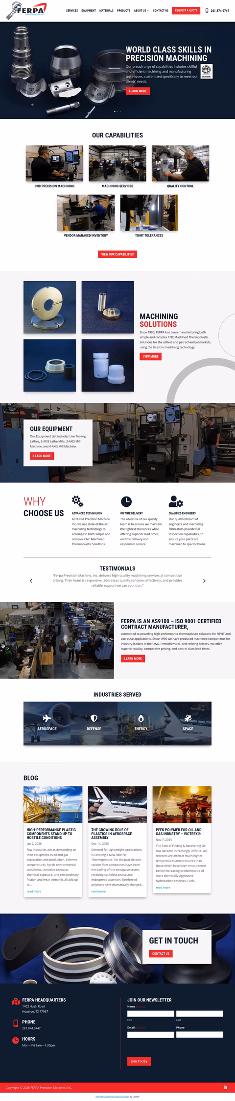 Ferpa-Precision-Machine-Service Homepage 1440px