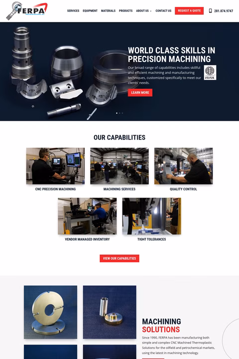 Ferpa-Precision-Machine-Service Homepage 1440px