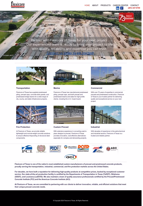 Flexicore-Of-Texas Homepage 1440px